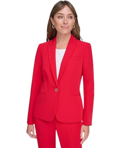 Tommy Hilfiger Damen Business Jacket with Flattering Fit and Single-Button Closure Blazer, Scharlachrot, 38 von Tommy Hilfiger