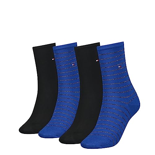 Tommy Hilfiger Damen CLSSC Sock, Black Lurex, 35/38 (4er Pack) von Tommy Hilfiger