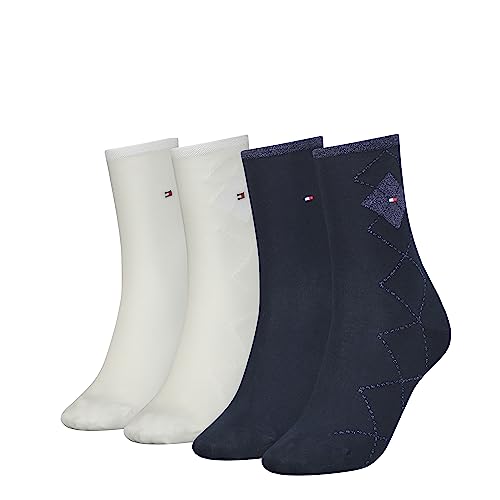 Tommy Hilfiger Damen CLSSC Sock, Navy/Off White, 35/38 (4er Pack) von Tommy Hilfiger