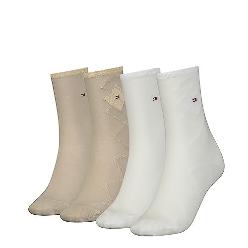 Tommy Hilfiger Damen CLSSC Sock, Off White/Sand, 39/42 (4er Pack) von Tommy Hilfiger