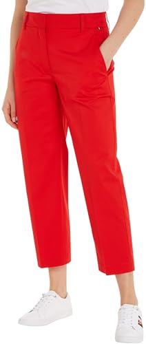 Tommy Hilfiger Damen Hose Chino Slim Fit, Rot (Fierce Red), 40 von Tommy Hilfiger