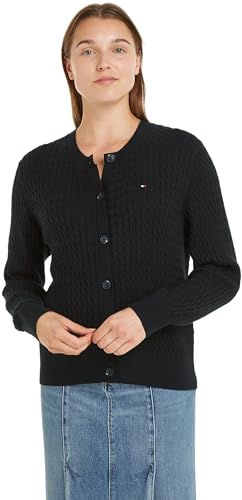 Tommy Hilfiger Damen Cardigan Zopfmuster, Schwarz (Black), 3XL von Tommy Hilfiger