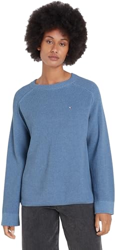 Tommy Hilfiger Damen Pullover Strickpullover, Blau (Vessel Blue Melange), 3XL von Tommy Hilfiger