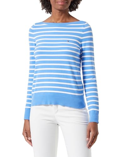 Tommy Hilfiger Damen Pullover Strickpullover, Mehrfarbig (Blue Spell/ Ecru Stp), S von Tommy Hilfiger