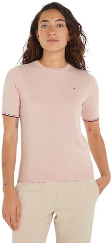 Tommy Hilfiger Damen Pullover Jersey Stitch Sweater Kurzarm, Rosa (Whimsy Pink), S von Tommy Hilfiger