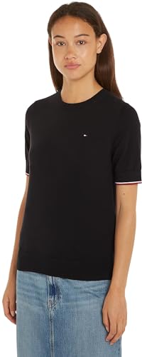 Tommy Hilfiger Damen Pullover Jersey Stitch Sweater Kurzarm, Schwarz (Black), S von Tommy Hilfiger