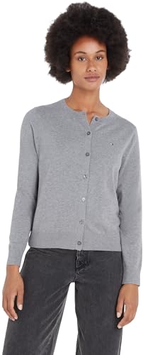 Tommy Hilfiger Damen Cardigan Jersey Stitch Cardigan Elegant, Grau (Medium Grey Heather), M von Tommy Hilfiger