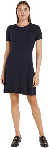 Tommy Hilfiger CO Jersey Stitch F&F Dress Strickkleider Damen, Blau (Desert Sky), XXS von Tommy Hilfiger