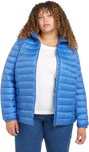 Tommy Hilfiger Damen Daunenjacke Padded Stripe Jacket Winter, Blau (Iconic Blue), 50 von Tommy Hilfiger