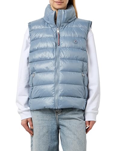 Tommy Hilfiger Damen CRV Lw Down Feminine Gloss Vest Ww0Ww45353 Weste, Blue (Flint Blue), 50 von Tommy Hilfiger