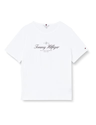 Tommy Hilfiger Damen T-Shirt Kurzarm Rundhalsausschnitt, Weiß (Th Optic White), 52 von Tommy Hilfiger