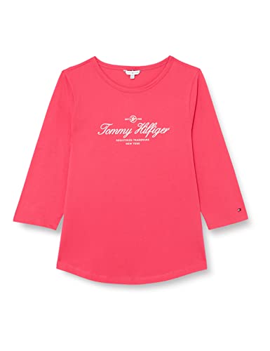 Tommy Hilfiger Damen Langarmshirt Open-Neck Basic, Rosa (Bright Cerise Pink), 52 von Tommy Hilfiger