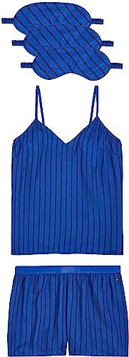 Tommy Hilfiger Damen Cami & Short Facemaskt Set UW0UW04947 Geschenkpackungen, Blau (Argyle Stripe Ultra Blue), L von Tommy Hilfiger