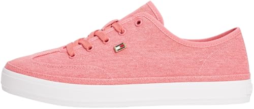 Tommy Hilfiger Damen Vulcanized Sneaker Washed Canvas Low Top, Rot (Washed Cherry), 37 von Tommy Hilfiger