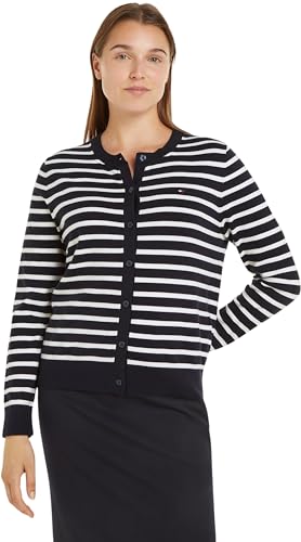Tommy Hilfiger Damen Cardigan Jersey Stitch Cardigan Elegant, Mehrfarbig (Desert Sky/Ivory Petal STP), XL von Tommy Hilfiger