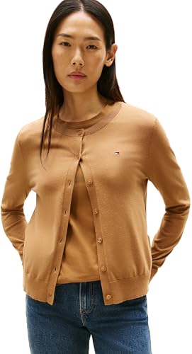Tommy Hilfiger Damen Cardigan Jersey Stitch Elegant, Braun (Hickory), M von Tommy Hilfiger