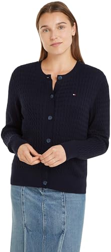 Tommy Hilfiger Damen Cardigan Zopfmuster, Blau (Desert Sky), XL von Tommy Hilfiger