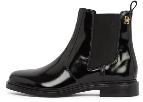 Tommy Hilfiger Damen Chelsea Boots Abrasivato Leather Glänzend, Schwarz (Black), 40 Tommy Hilfiger Damen Chelsea Boots Abrasivato Leather Glänzend, Schwarz (Black), 40 von Tommy Hilfiger