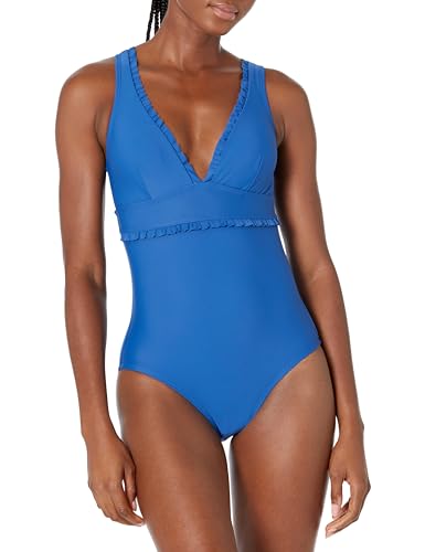 Tommy Hilfiger Damen Classic V-Neck One Piece Swimsuit Einteiler, Gulf Blue Rüschen, 40 Tommy Hilfiger Damen Classic V-Neck One Piece Swimsuit Einteiler, Gulf Blue Rüschen, 40 von Tommy Hilfiger