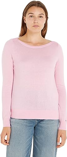 Tommy Hilfiger Damen Pullover Strickpullover, Rosa (Iconic Pink), L von Tommy Hilfiger