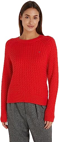 Tommy Hilfiger Damen Pullover C-Neck Strickpullover, Rot (Fireworks), XXL von Tommy Hilfiger