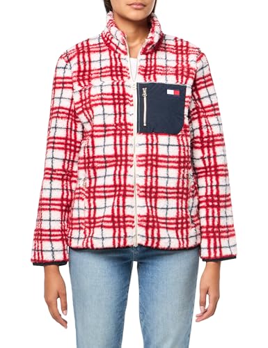 Tommy Hilfiger Damen Color Block Zip Up Sherpa Jacket Jacke, Weiches Elfenbein, XXL von Tommy Hilfiger