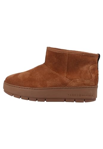 Tommy Hilfiger Damen COOL Suede Snowboot FW0FW07662 Niedrige Stiefel, Braun (Natural Cognac), 38 EU von Tommy Hilfiger