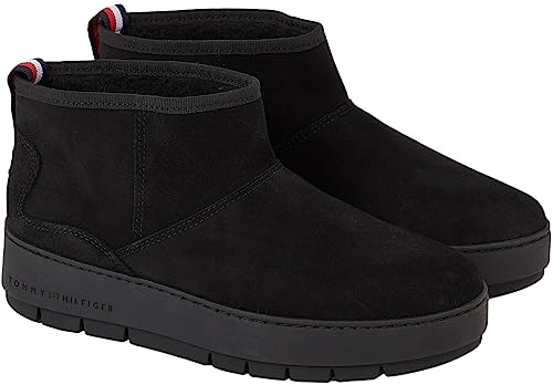 Tommy Hilfiger Damen COOL Suede Snowboot FW0FW07662 Niedrige Stiefel, Schwarz (Black), 36 EU von Tommy Hilfiger