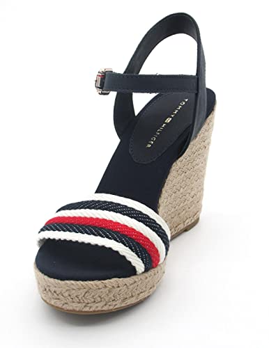 Tommy Hilfiger Damen Corporate FW0FW07086 Wedge-Espadrilles, Blau (Space Blue), 37 EU von Tommy Hilfiger