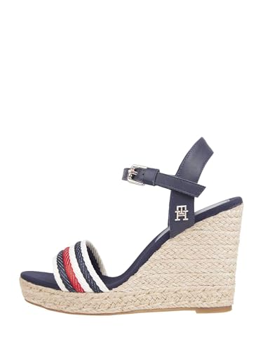 Tommy Hilfiger Damen Corporate FW0FW07086 Wedge-Espadrilles, Blau (Space Blue), 39 EU von Tommy Hilfiger