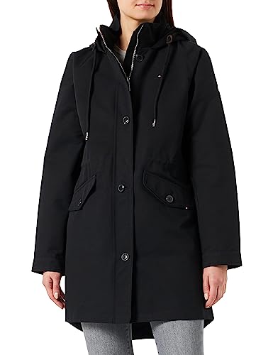 Tommy Hilfiger Damen Parka Cotton Blend Parka Winter, Schwarz (Black), M von Tommy Hilfiger