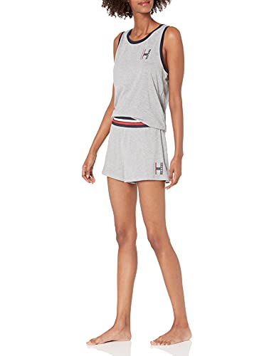 Tommy Hilfiger Damen Cotton Blend Tank Top Pajama Sleep Set Pyjamaset, grau meliert, X-Large von Tommy Hilfiger