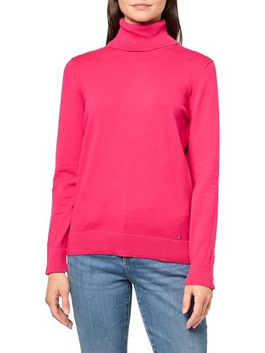 Tommy Hilfiger Damen Cotton Lightweight Turtleneck Sweater Pullover, Pink, Mittel von Tommy Hilfiger