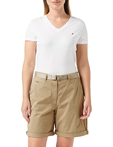 Tommy Hilfiger Damen Cotton Twill Chino WW0WW36429 Shorts, Beige (Beige), 36 von Tommy Hilfiger