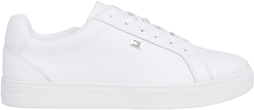 Tommy Hilfiger Damen Court Sneaker Schuhe aus Leder, Weiß (White), 42 von Tommy Hilfiger