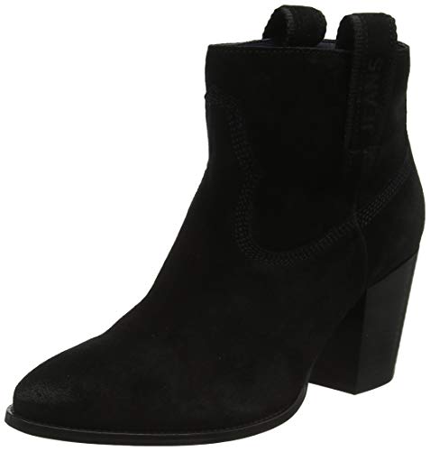 Tommy Hilfiger Damen Cowboy Suede MID Heel Boot Stiefeletten, Schwarz (Black 990), 40 EU von Tommy Hilfiger