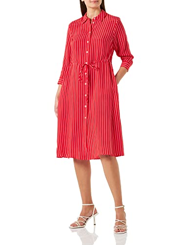 Tommy Hilfiger Damen Kleid Cupro Rope Sommerkleid, Rot (Rope Stripes Fireworks), 44 von Tommy Hilfiger