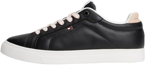 Tommy Hilfiger Damen Cupsole Sneaker Icon Court aus Leder, Schwarz (Black), 41 von Tommy Hilfiger
