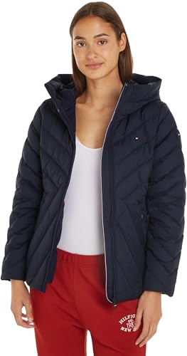 Tommy Hilfiger Damen Daunenjacke Down Jacket mit Kapuze, Blau (Desert Sky), XS von Tommy Hilfiger