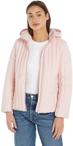 Tommy Hilfiger Damen Daunenjacke mit Kapuze, Rosa (Whimsy Pink), L von Tommy Hilfiger