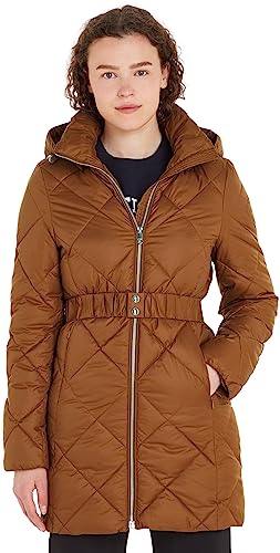 Tommy Hilfiger Damen Daunenmantel Belted Quilted Winter, Braun (Natural Cognac), 3XL von Tommy Hilfiger