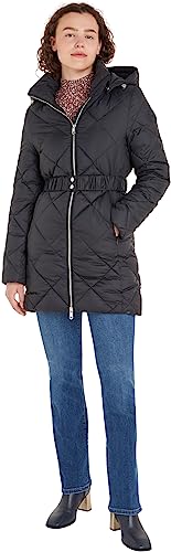 Tommy Hilfiger Damen Daunenmantel Belted Quilted Winter, Schwarz (Black), L von Tommy Hilfiger