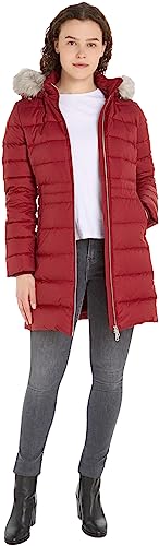 Tommy Hilfiger Damen Daunenmantel Down Coat With Fur Winter, Rot (Rouge), XXL von Tommy Hilfiger