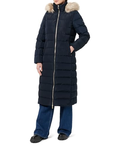 Tommy Hilfiger Damen Daunenmantel Heritage Tyra Maxi With Fur mit Kapuze, Blau (Desert Sky), XS von Tommy Hilfiger