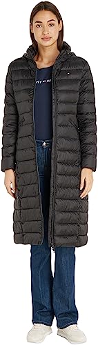 Tommy Hilfiger Damen Daunenmantel Padded Global Stripe Winter, Schwarz (Black), S von Tommy Hilfiger