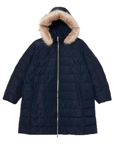 Tommy Hilfiger Damen Daunenmantel Tyra Heritage Coat With Fur mit Kunstpelz, Blau (Desert Sky), 48 von Tommy Hilfiger
