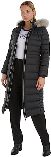 Tommy Hilfiger Damen Daunenmantel With Fur Winter, Schwarz (Black), XL von Tommy Hilfiger