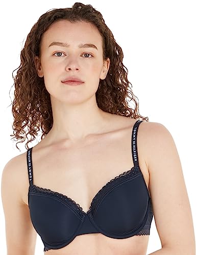 Tommy Hilfiger Damen Demi-Cups BH mit Spitzen-Details, Blau (Desert Sky), 85B von Tommy Hilfiger