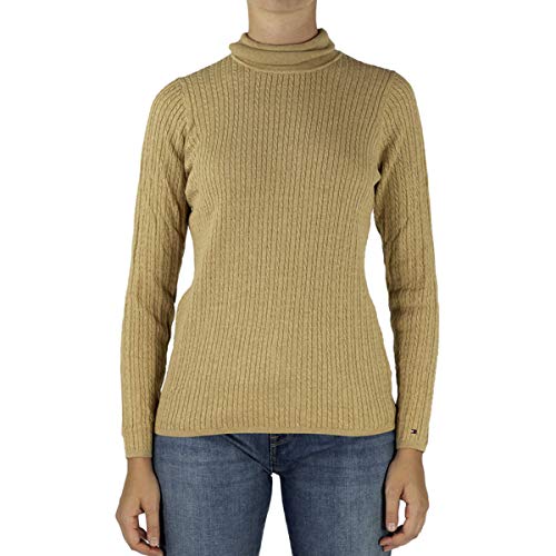 Tommy Hilfiger Damen ERCA Mini Cable Rollkragen Pullover (Beige, XL) von Tommy Hilfiger