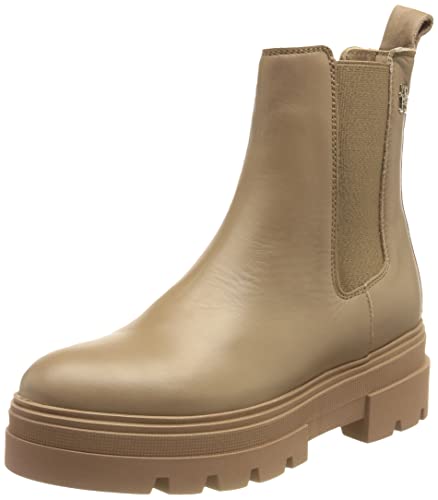 Tommy Hilfiger Damen Mid Boot Stiefel Monochromatic Chelsea Boot Stiefeletten, Braun (Oat Milk), 42 EU von Tommy Hilfiger